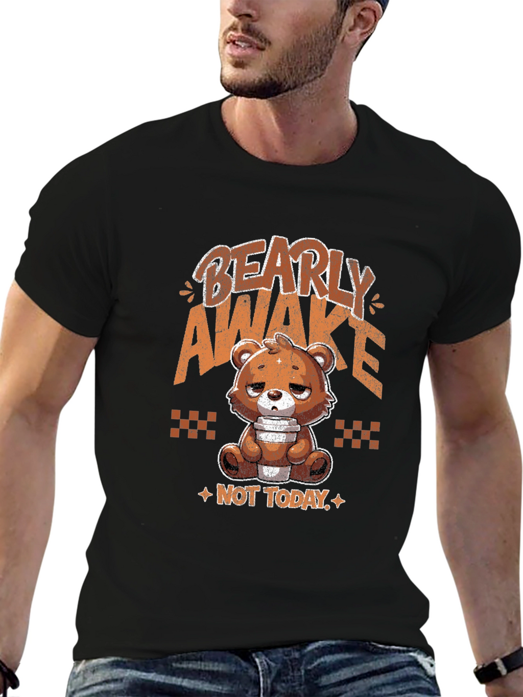 Bearly Awake Graphic Tee - Funny Sleepy Bear T-Shirt