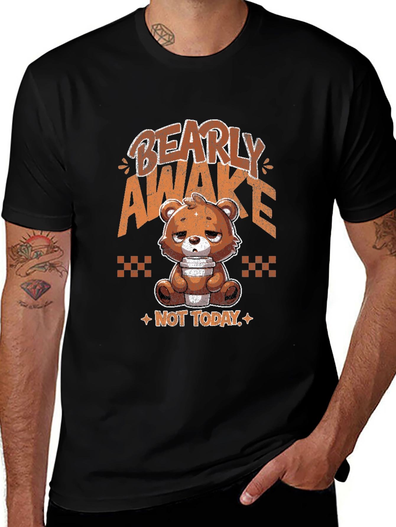 Bearly Awake Graphic Tee - Funny Sleepy Bear T-Shirt