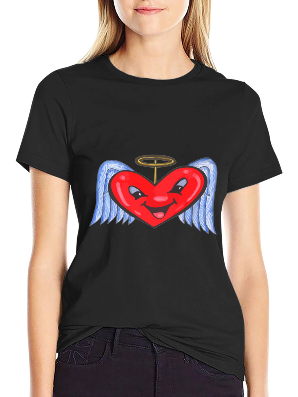 Heart Angel Black T-Shirt