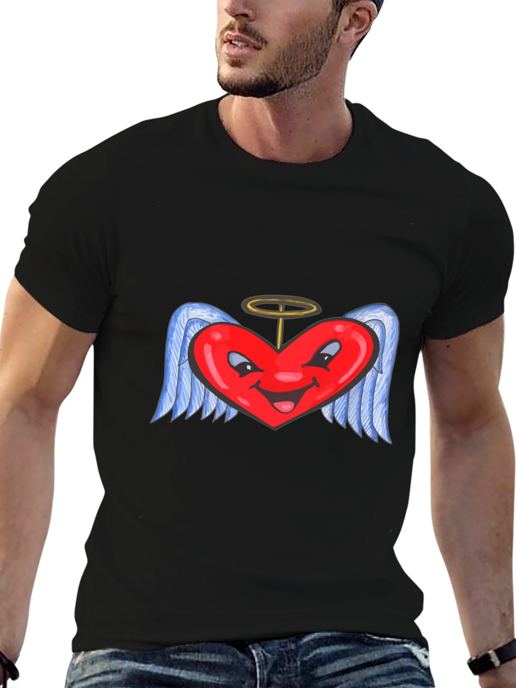 Heart Angel Black T-Shirt
