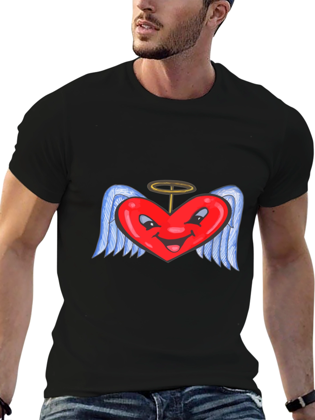 Heart Angel Black T-Shirt