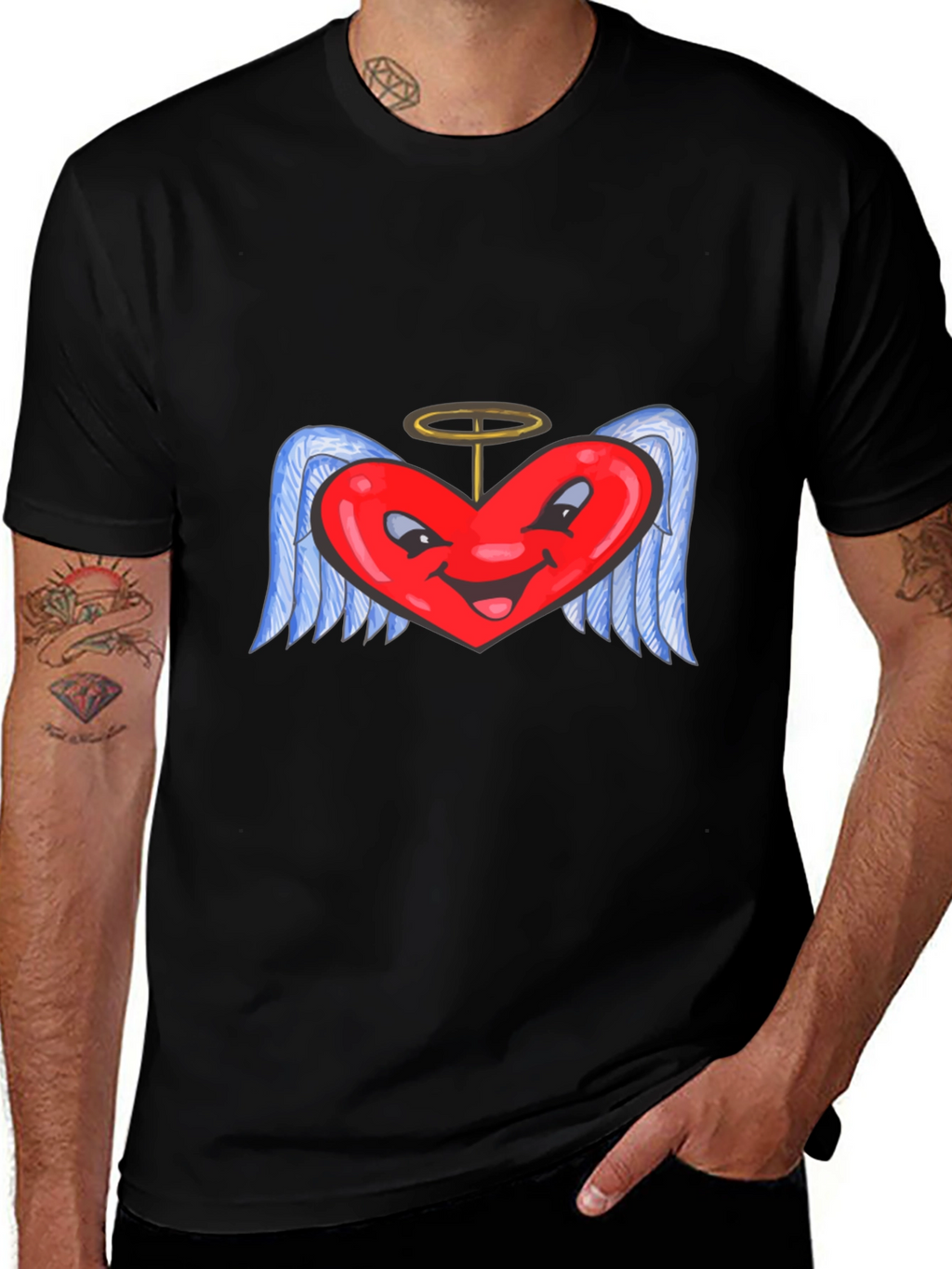 Heart Angel Black T-Shirt