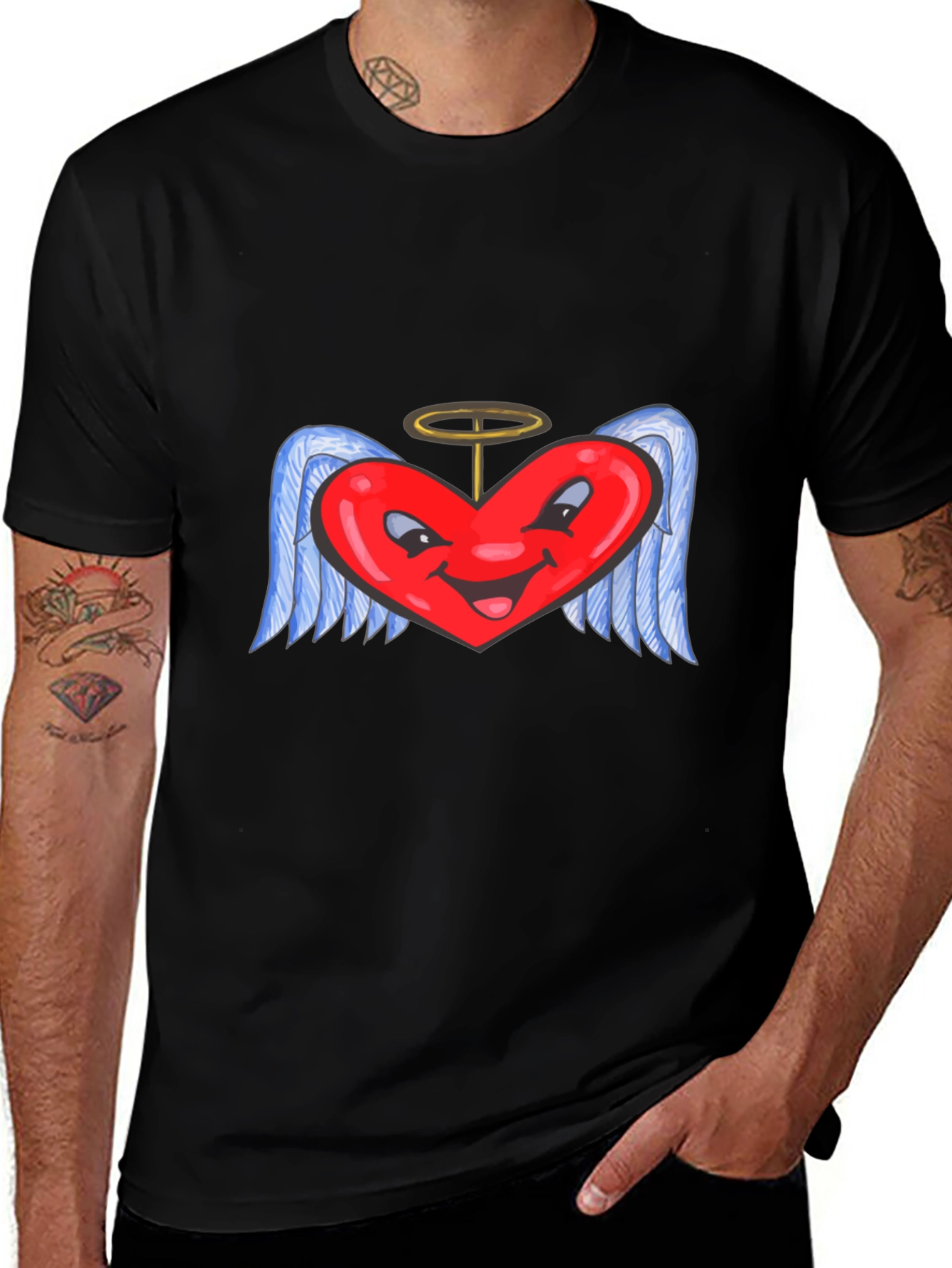 Heart Angel Black T-Shirt