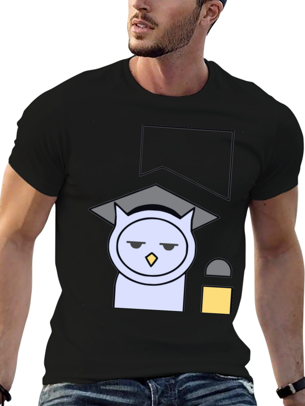 Funny Owl Graduation T-Shirt - Black Cotton Tee