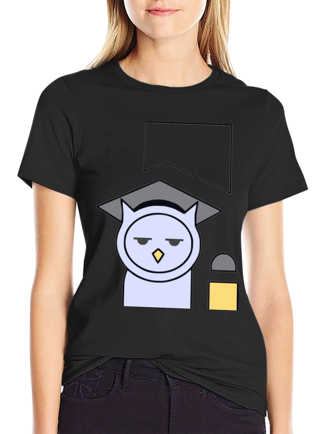 Funny Owl Graduation T-Shirt - Black Cotton Tee