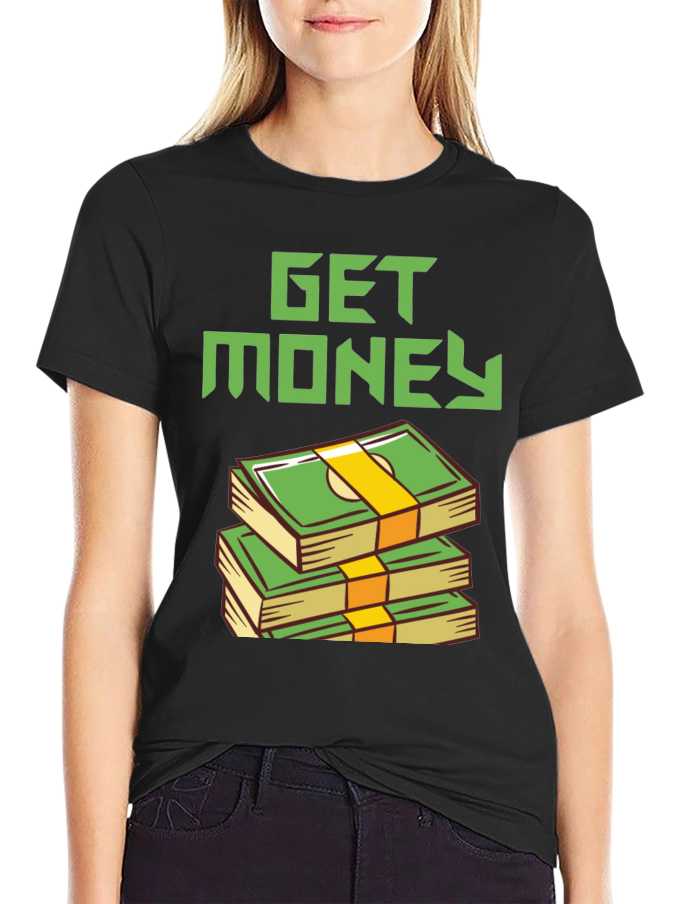 Get Money Graphic Tee - Stacked Bills Design