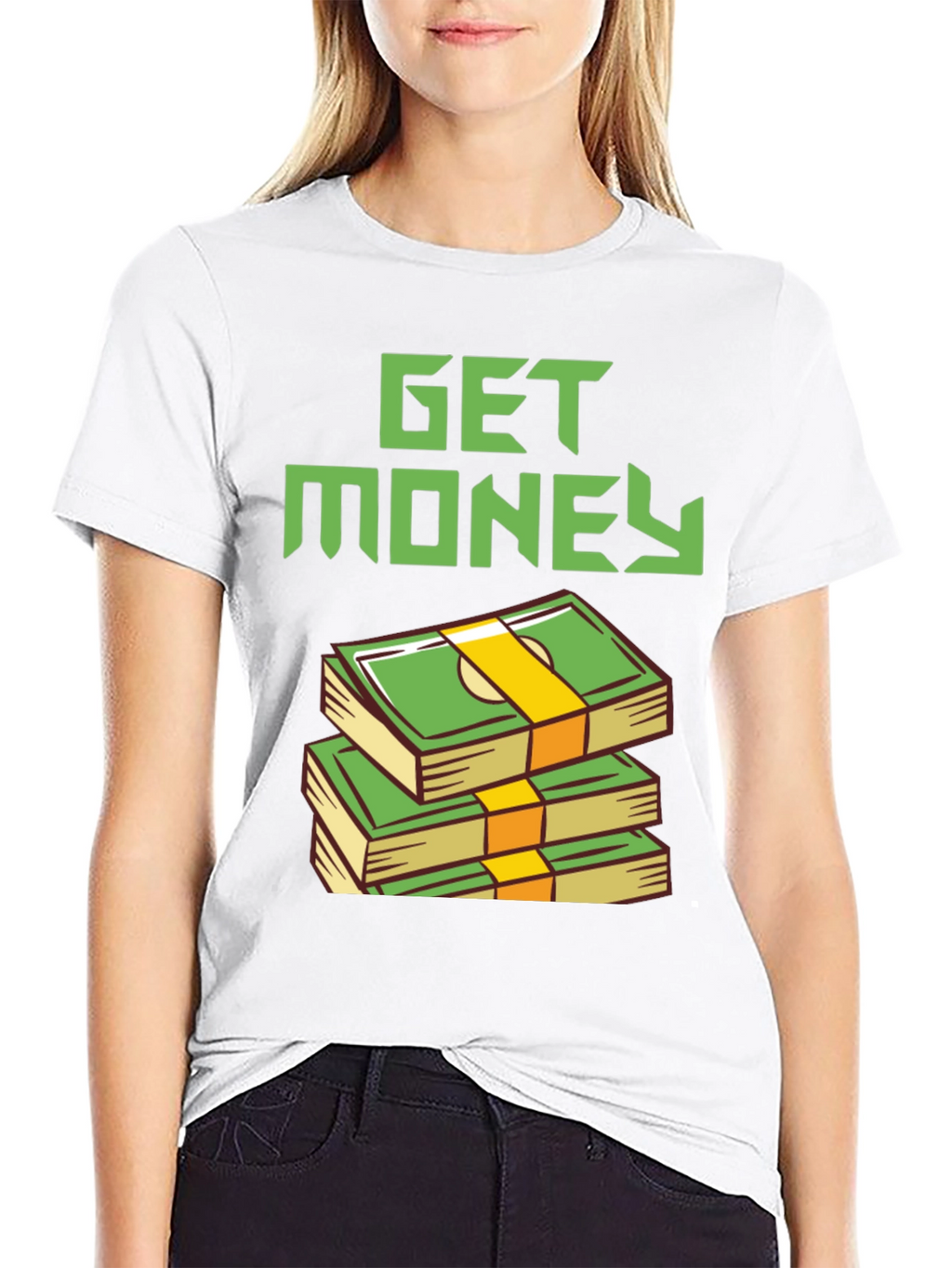 Get Money Graphic Tee - Stacked Bills Design