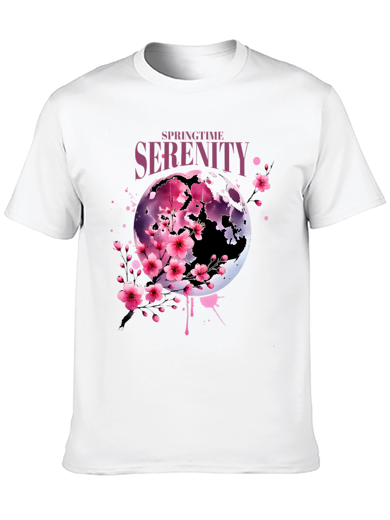 Springtime Serenity Graphic Tee - Black