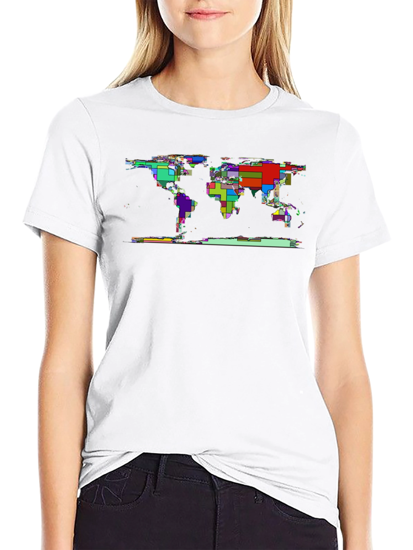 Abstract World Map Tee - Black Graphic T-Shirt