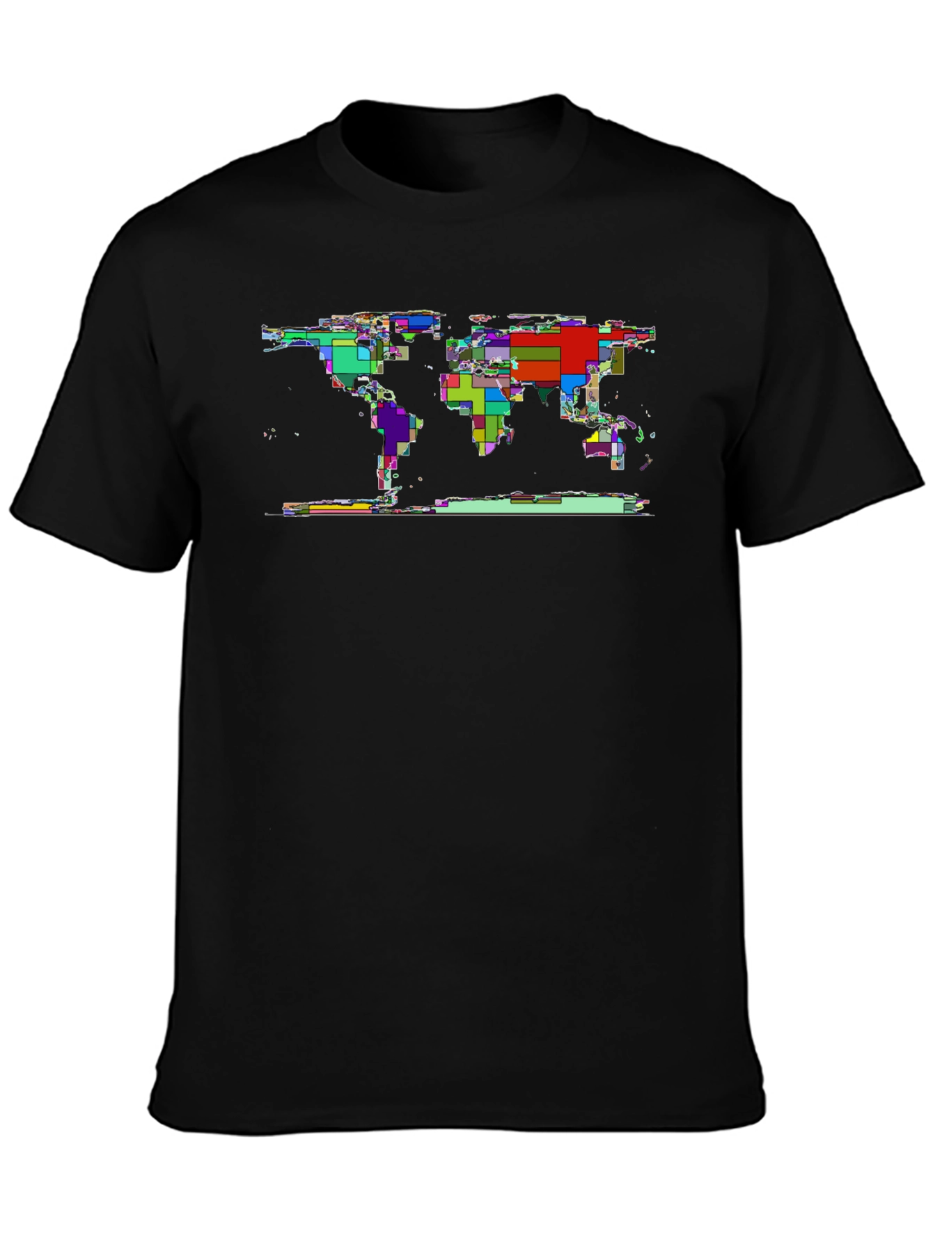 Abstract World Map Tee - Black Graphic T-Shirt