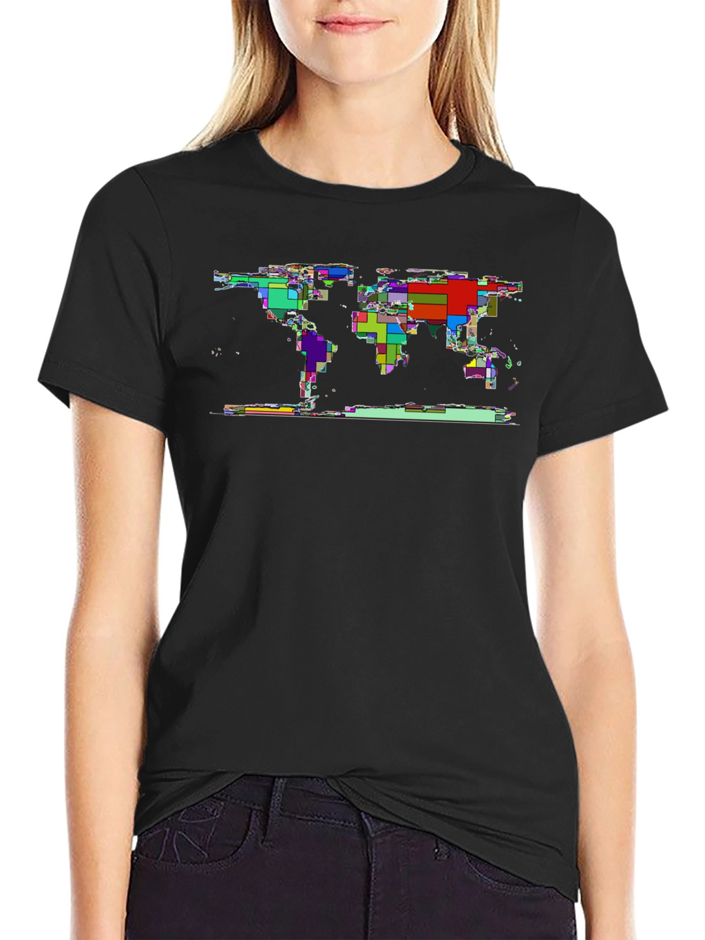 Abstract World Map Tee - Black Graphic T-Shirt