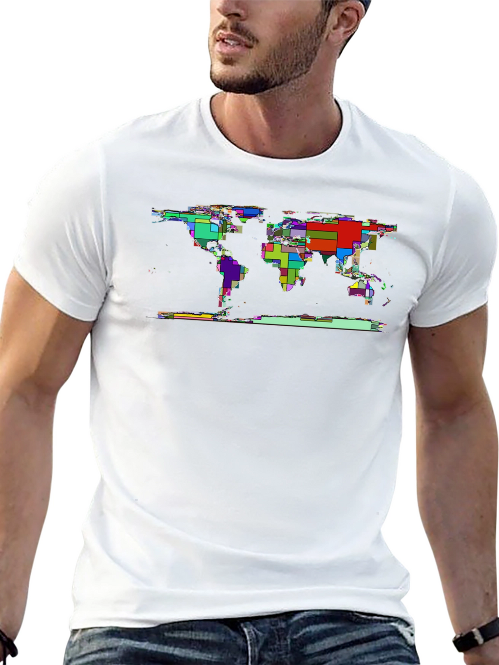 Abstract World Map Tee - Black Graphic T-Shirt