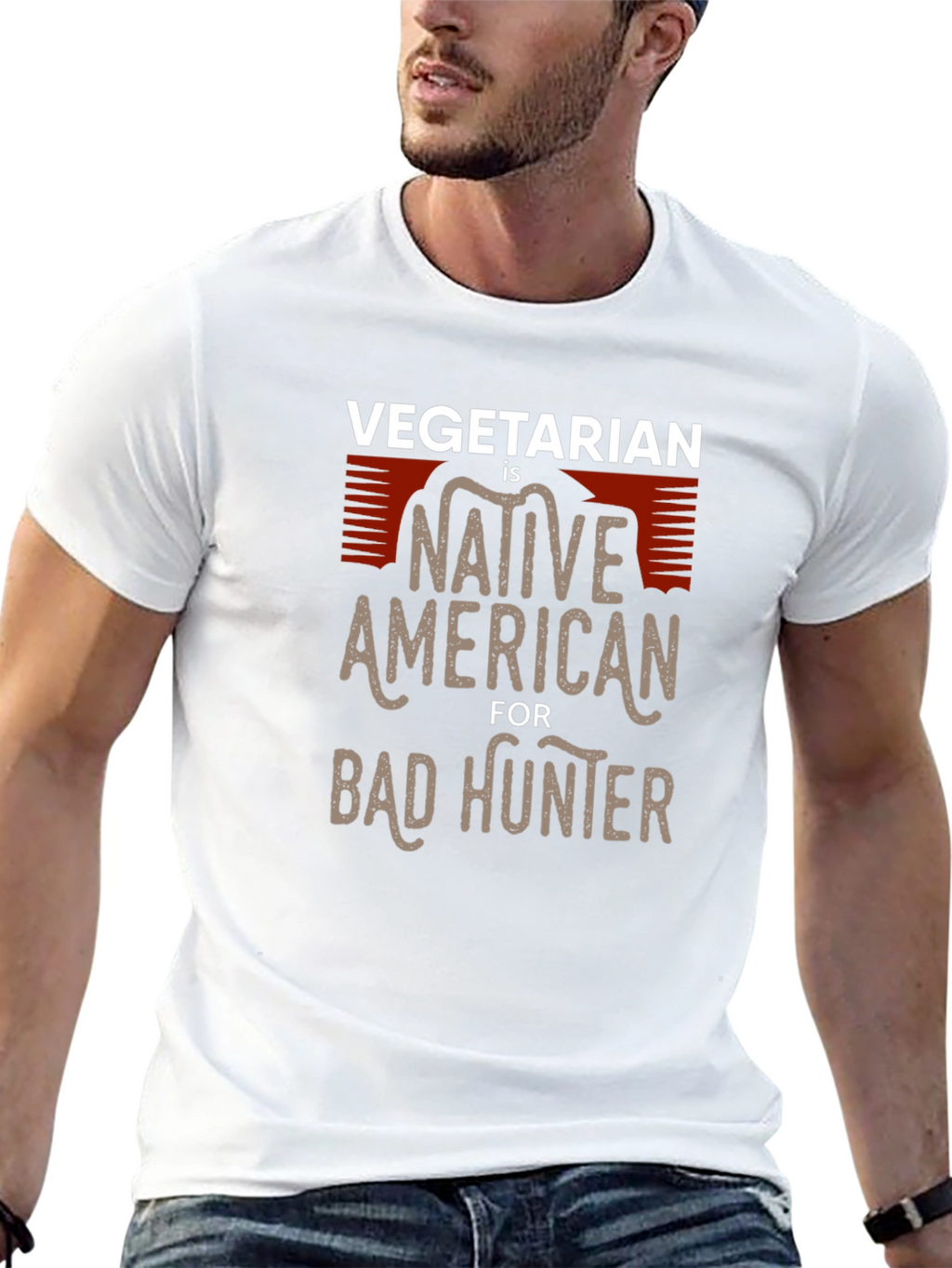 Vegetarian Bad Hunter T-Shirt Funny Graphic Tee
