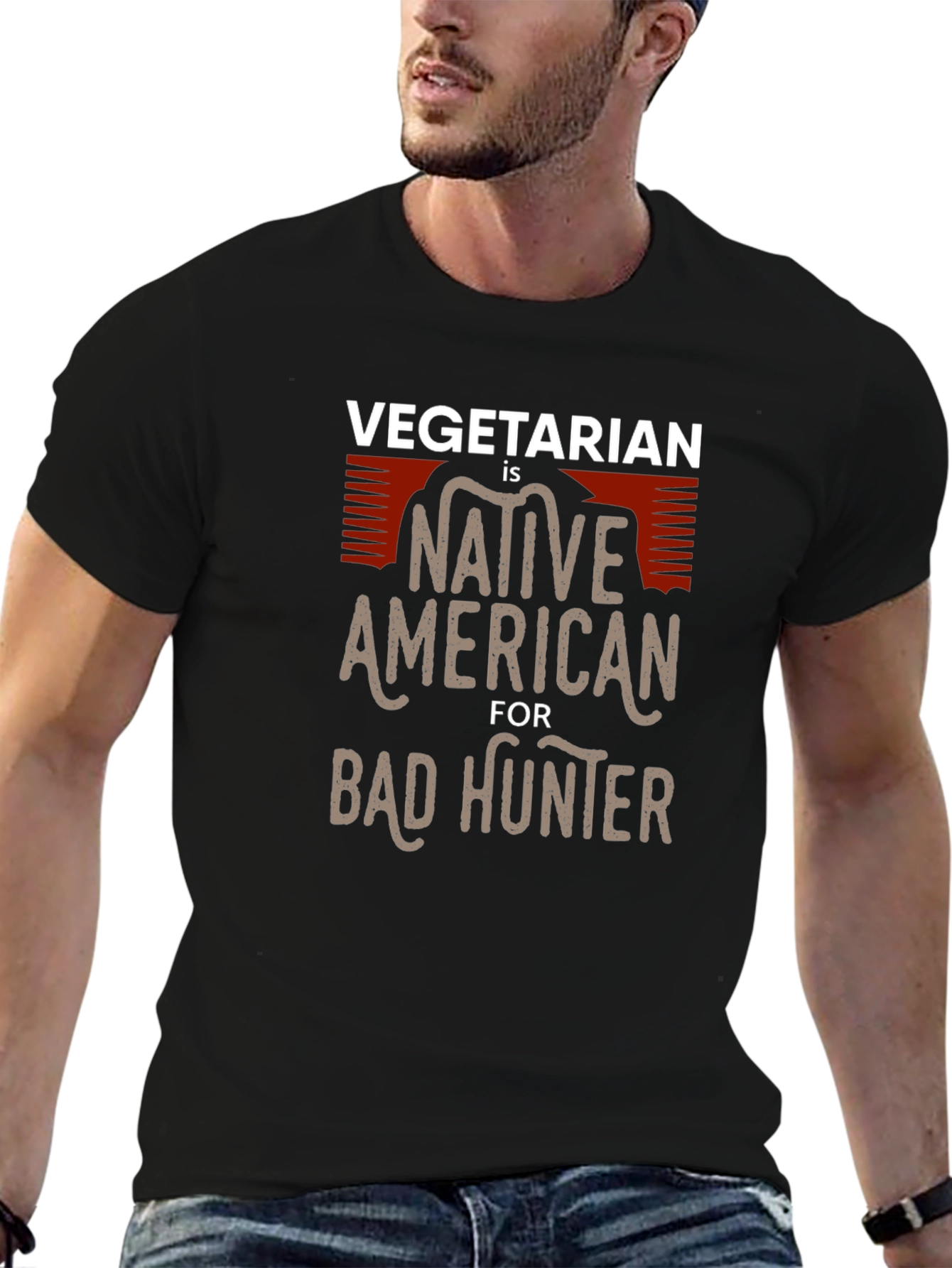Vegetarian Bad Hunter T-Shirt Funny Graphic Tee