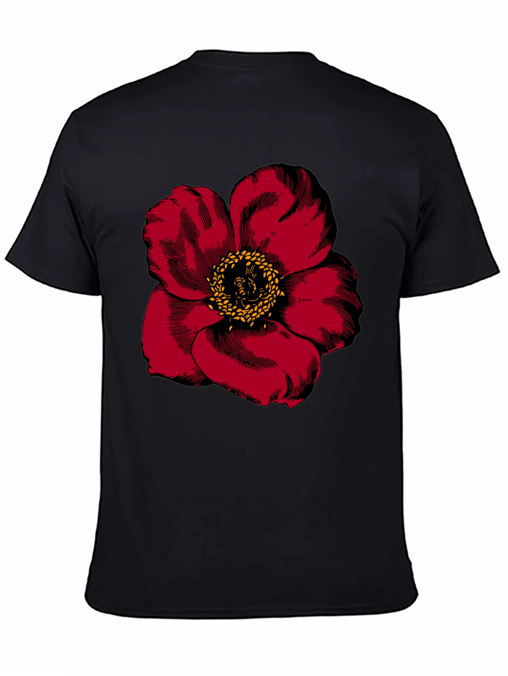 Bold Floral Graphic Tee - Black Cotton Blend
