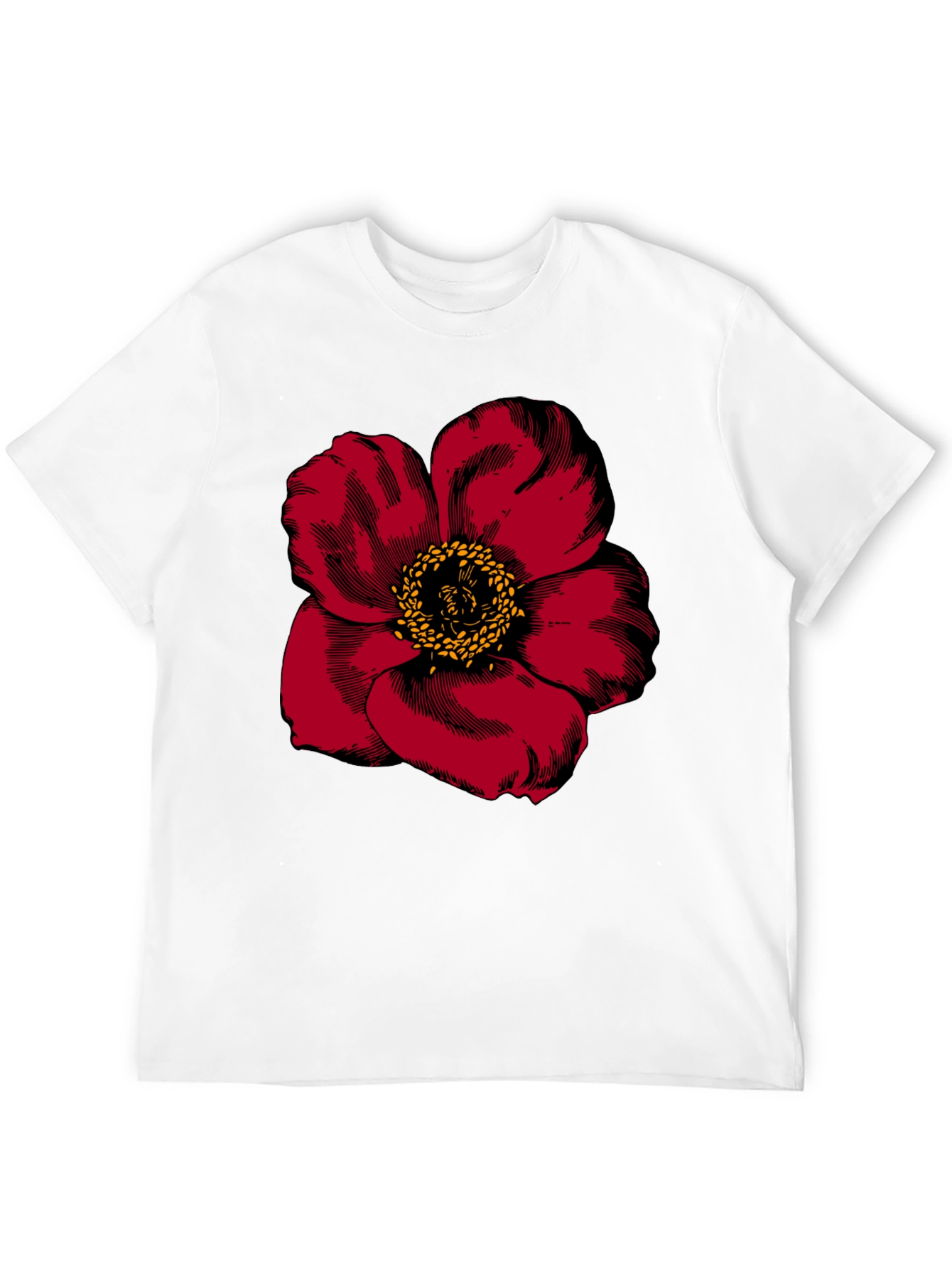 Bold Floral Graphic Tee - Black Cotton Blend