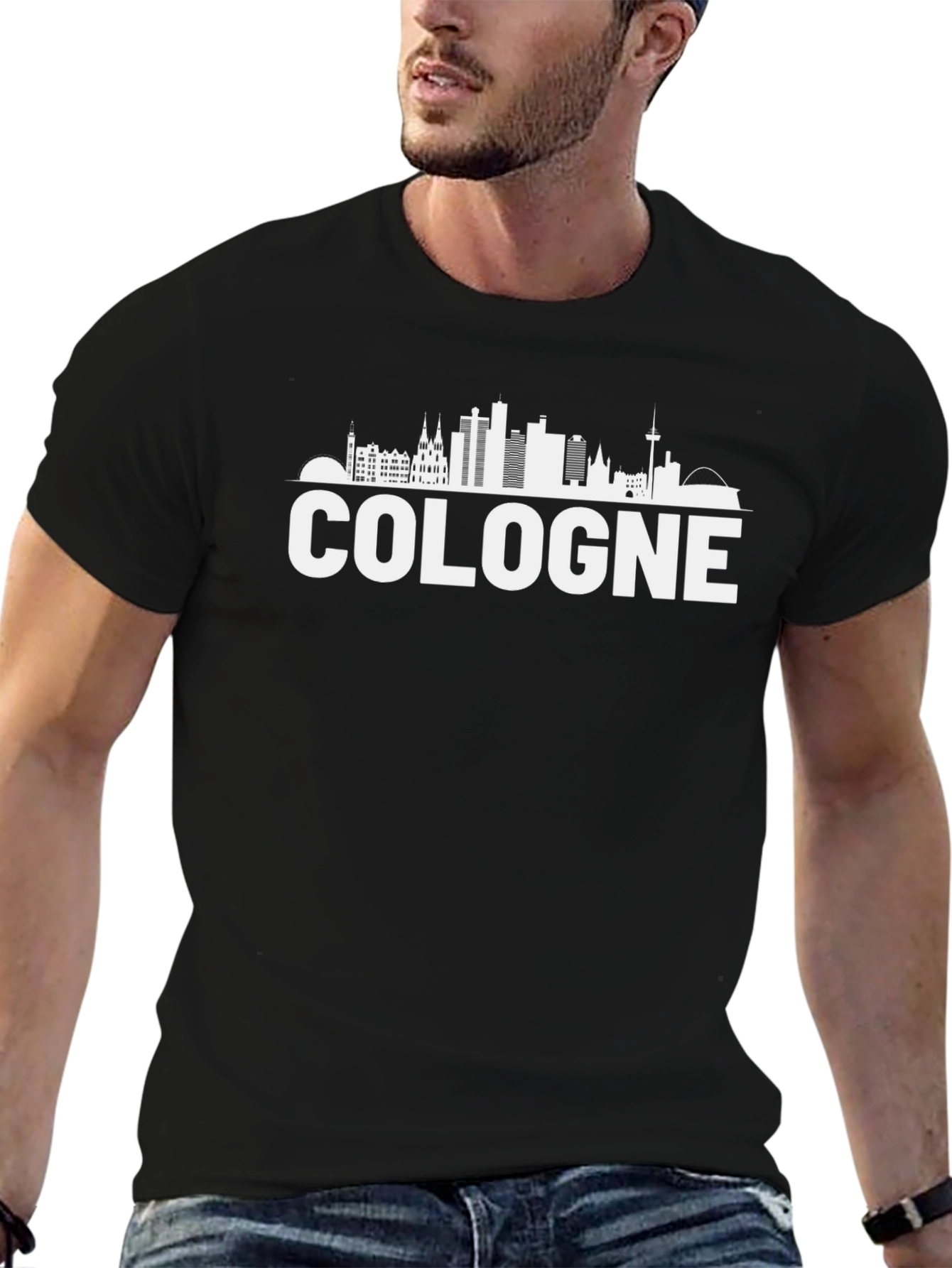 Cologne Skyline Graphic Tee - Black Unisex T-Shirt