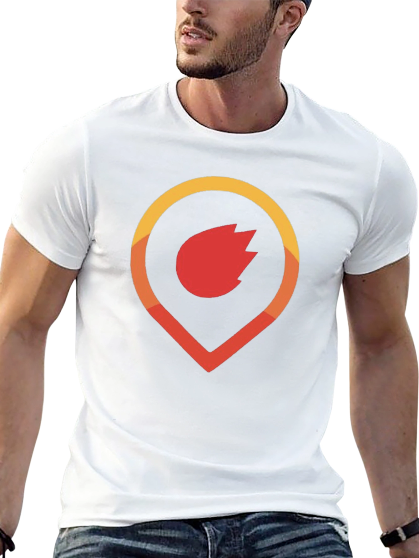 Fiery Location Pin Graphic Tee - Soft Cotton Blend