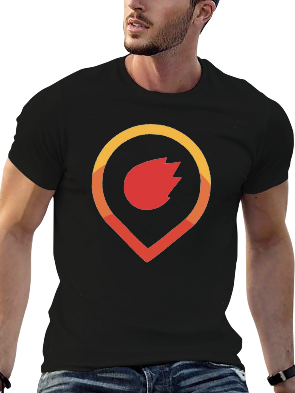 Fiery Location Pin Graphic Tee - Soft Cotton Blend