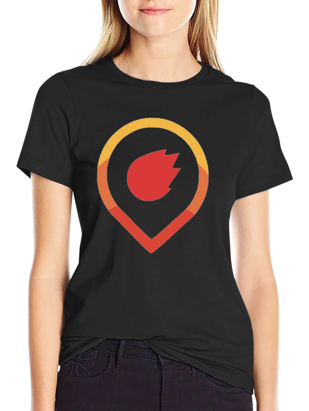 Fiery Location Pin Graphic Tee - Soft Cotton Blend
