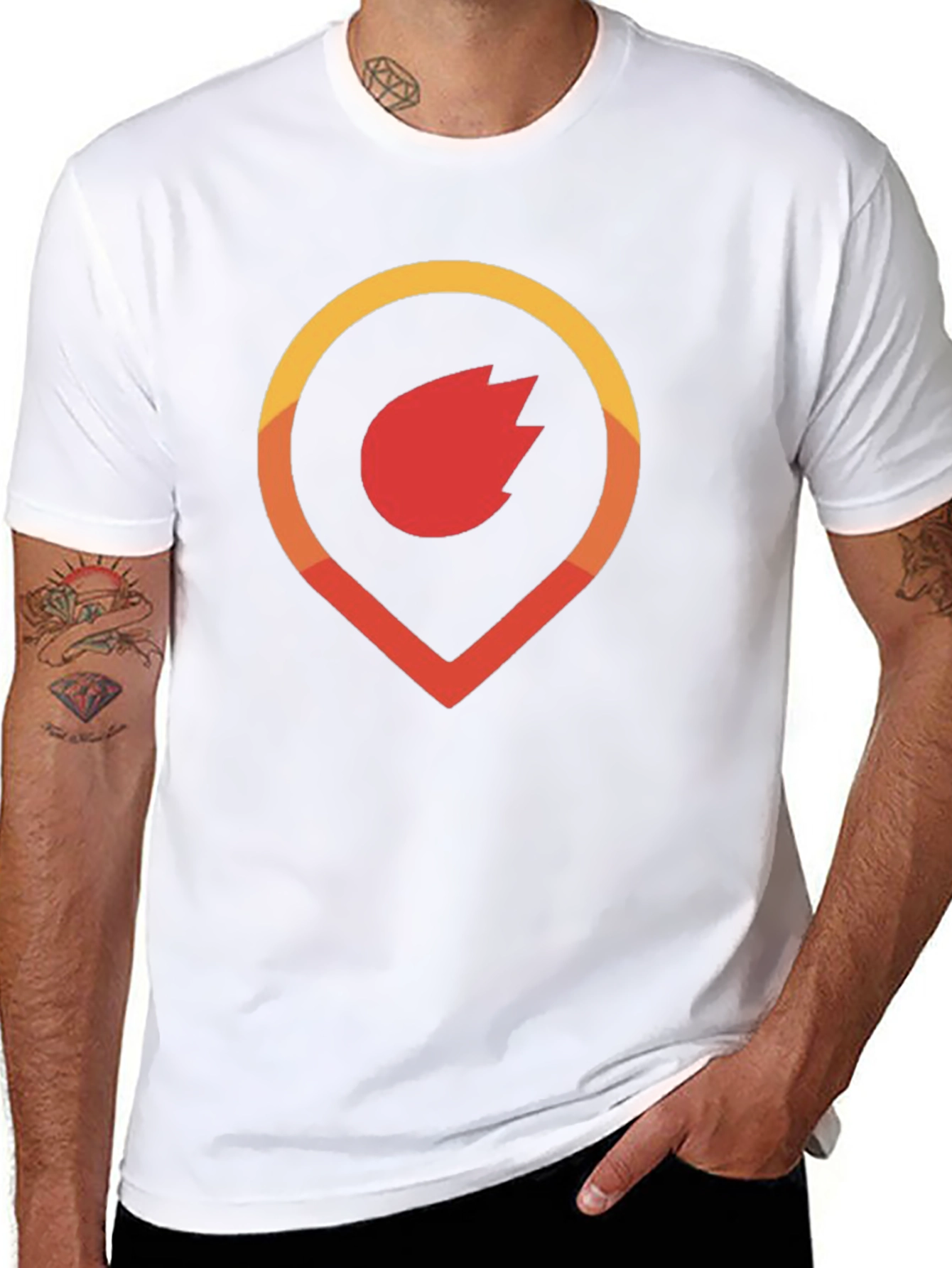 Fiery Location Pin Graphic Tee - Soft Cotton Blend