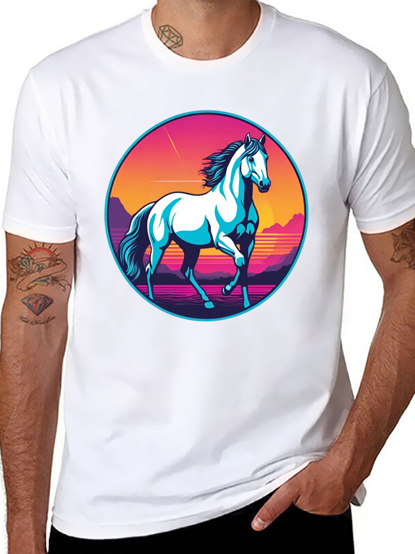 Retro Horse Graphic Tee - Black