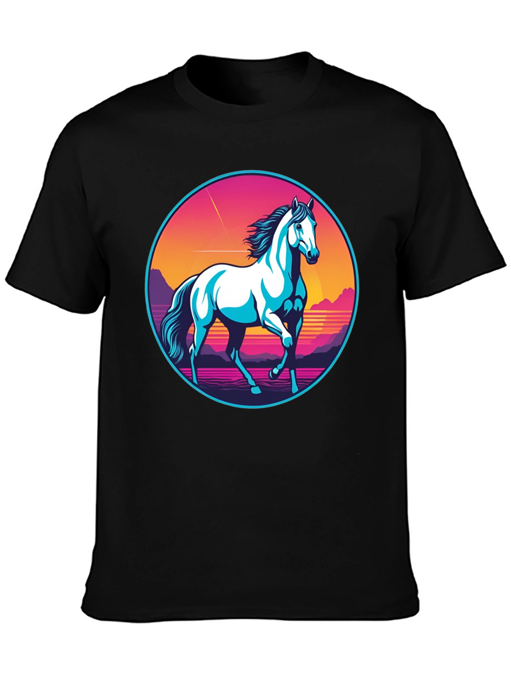 Retro Horse Graphic Tee - Black