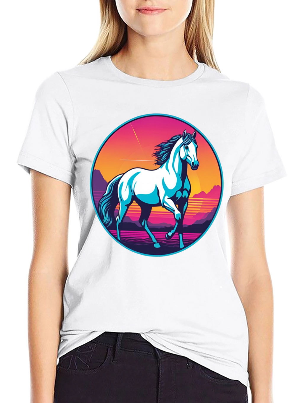 Retro Horse Graphic Tee - Black
