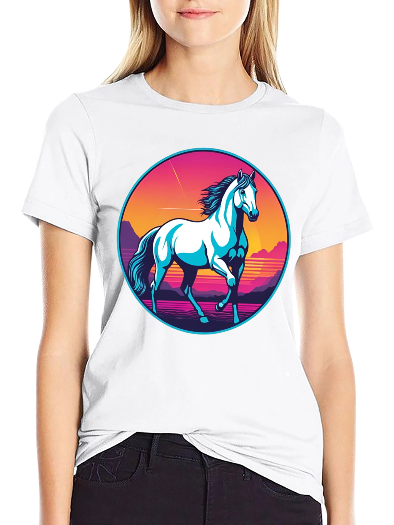 Retro Horse Graphic Tee - Black