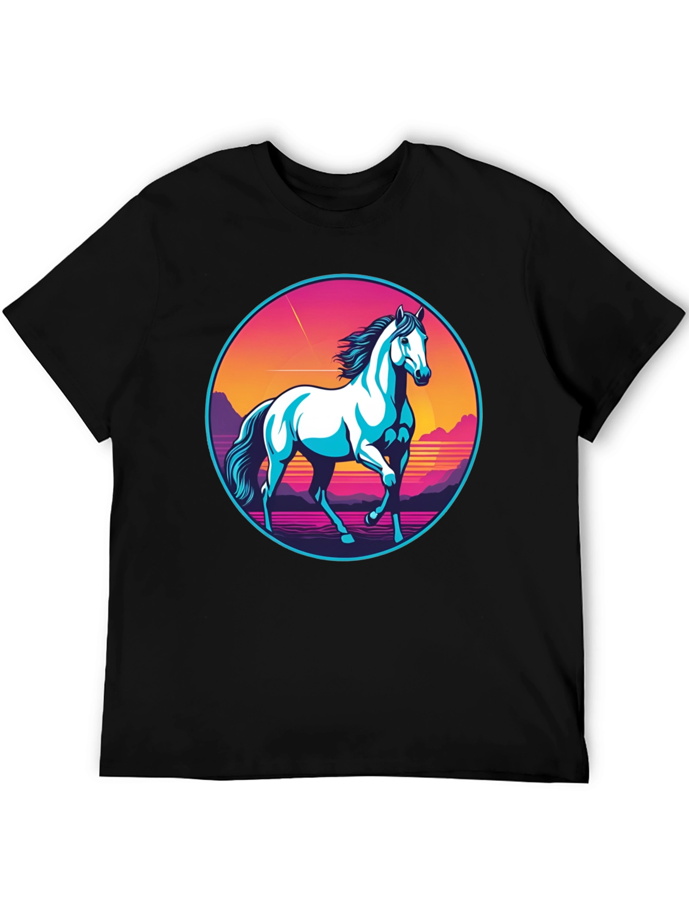 Retro Horse Graphic Tee - Black