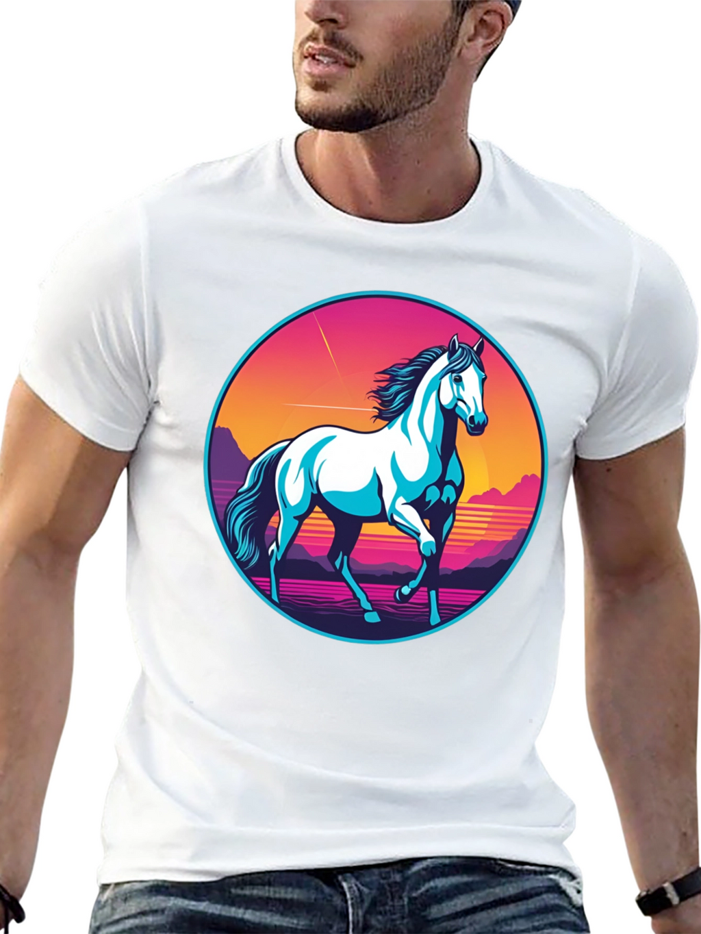 Retro Horse Graphic Tee - Black