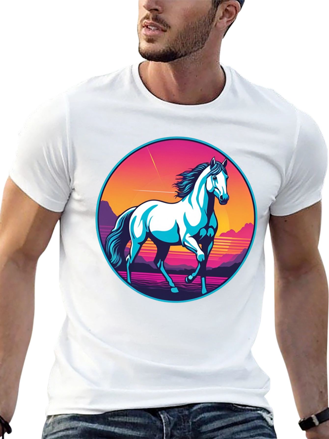 Retro Horse Graphic Tee - Black