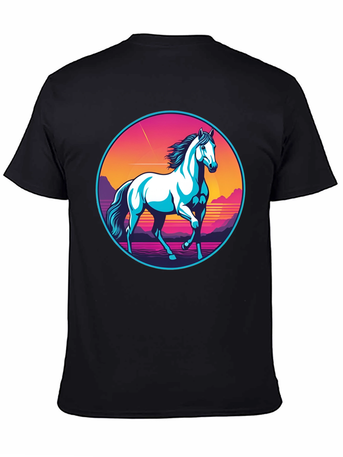 Retro Horse Graphic Tee - Black
