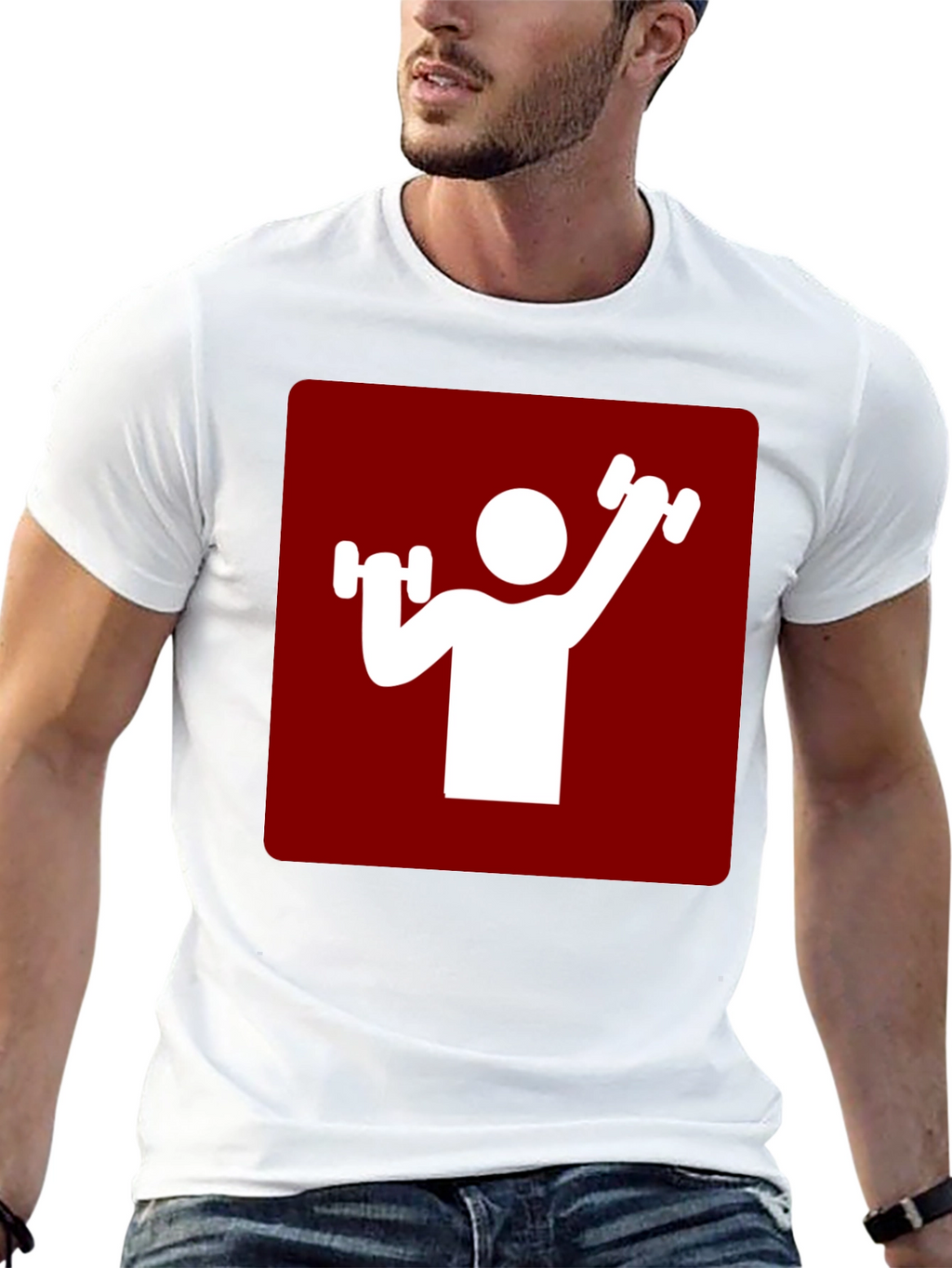 Workout Graphic Tee - Red & White