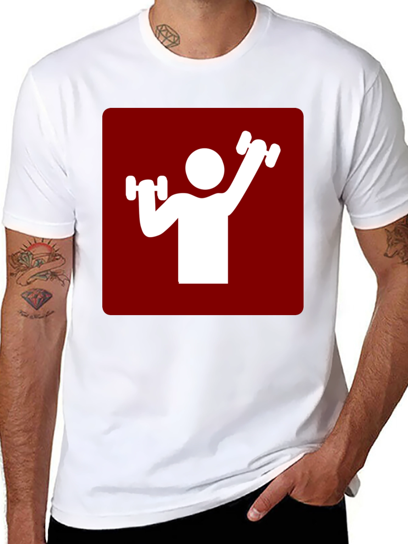 Workout Graphic Tee - Red & White