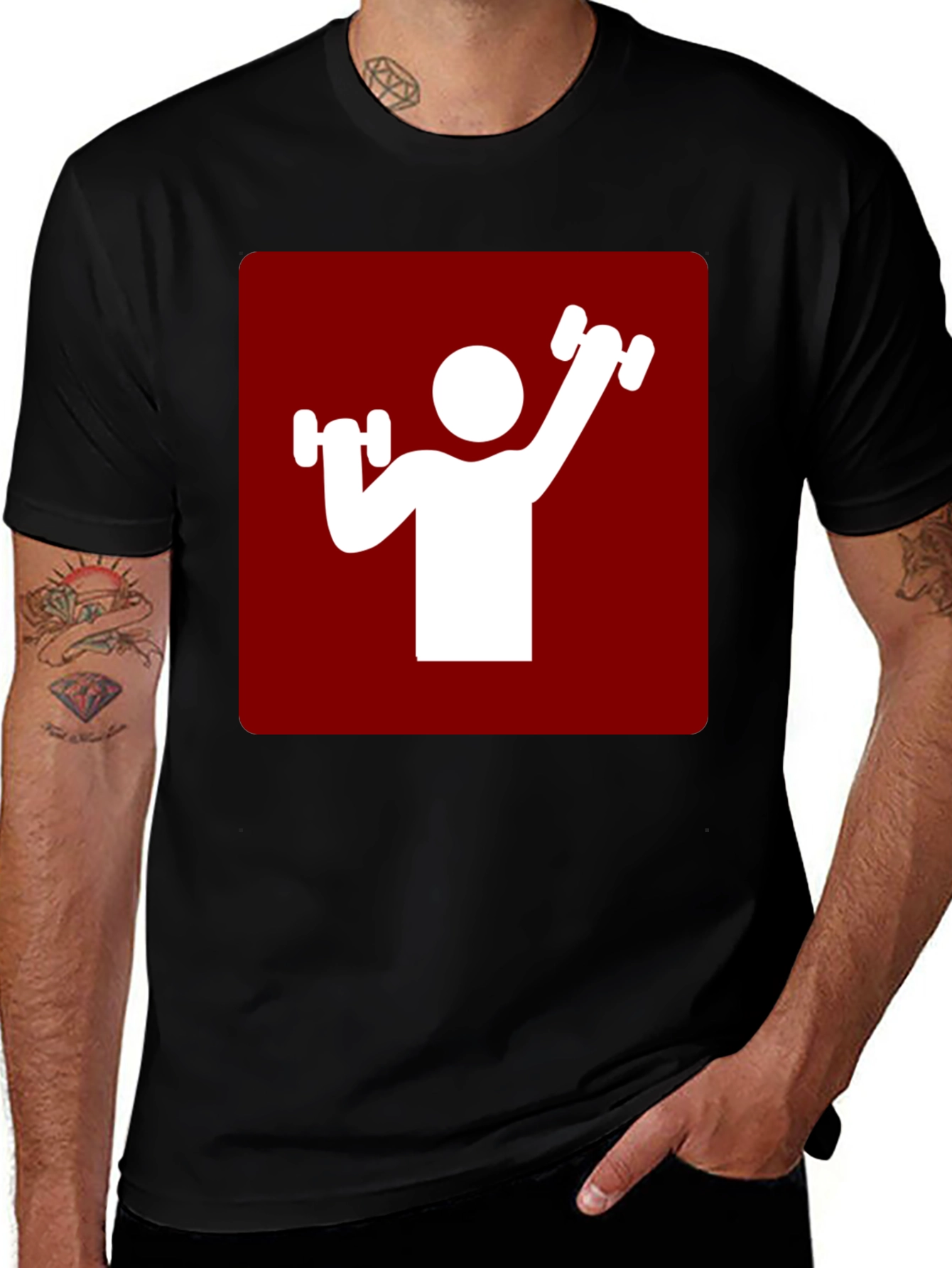 Workout Graphic Tee - Red & White