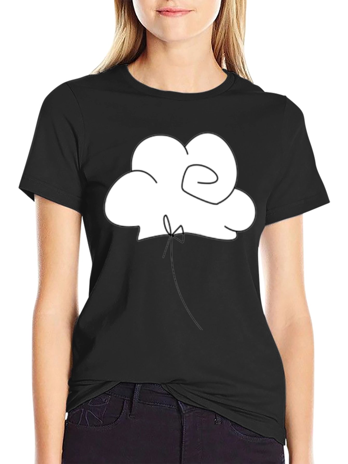 Minimalist Cloud Balloon Black T-Shirt