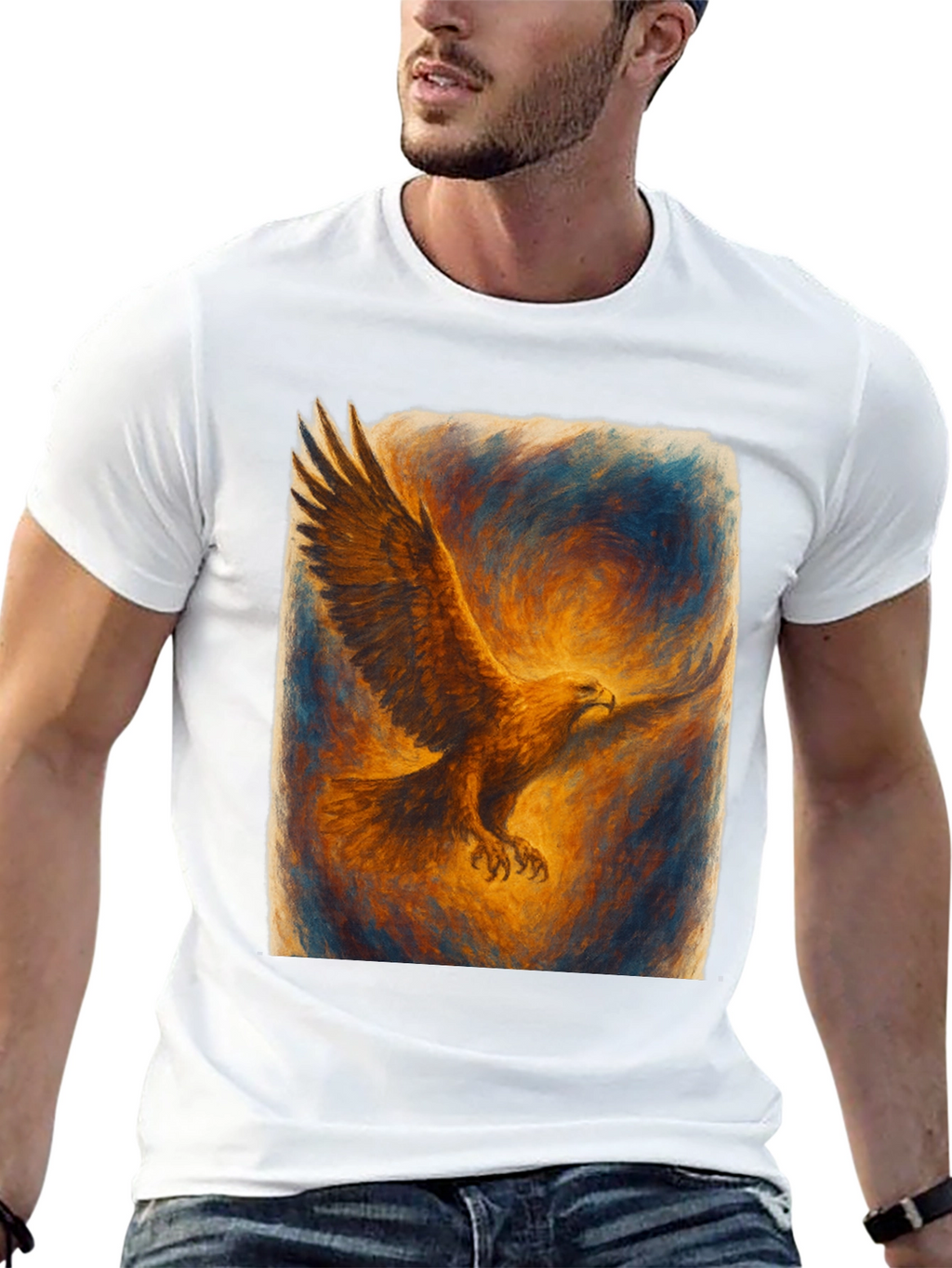 Eagle Art Print Black T-Shirt