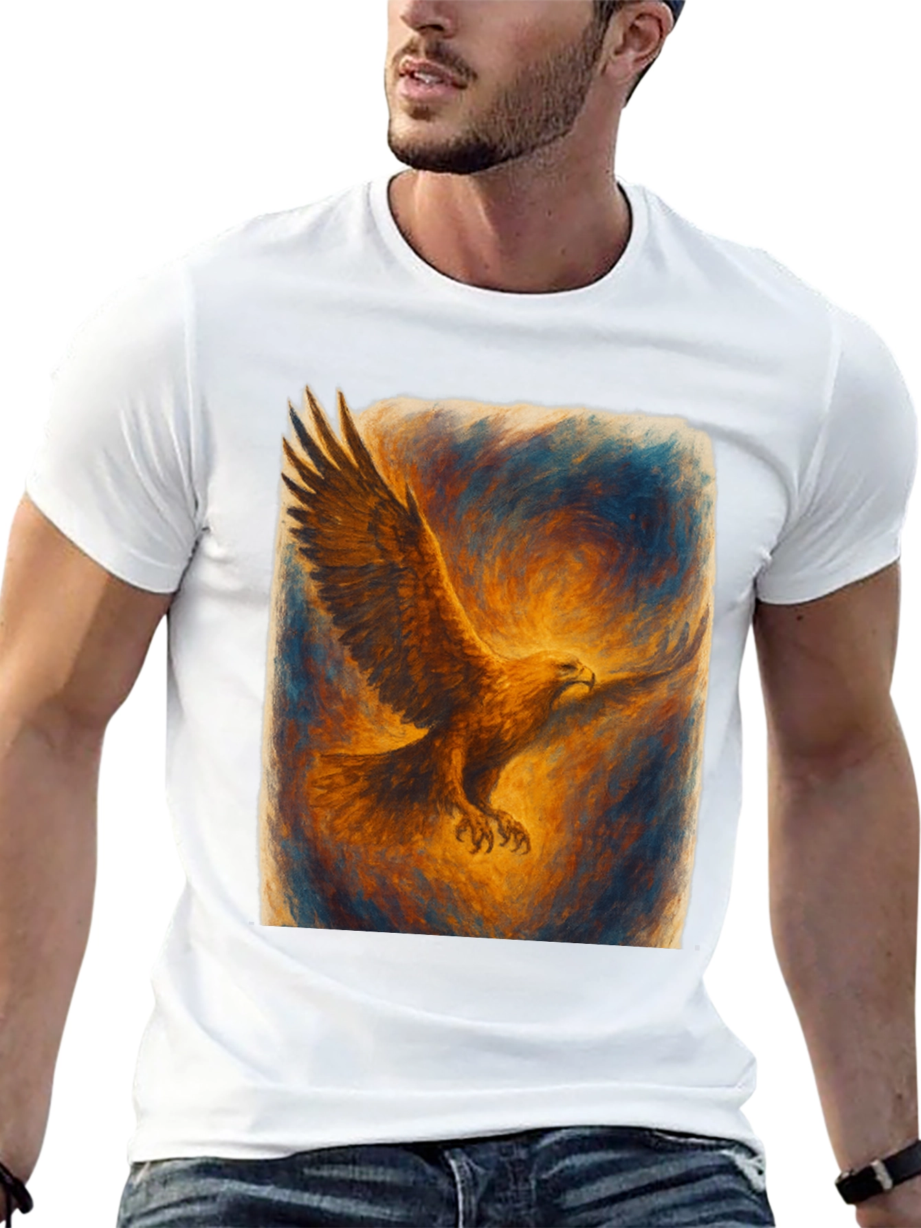 Eagle Art Print Black T-Shirt