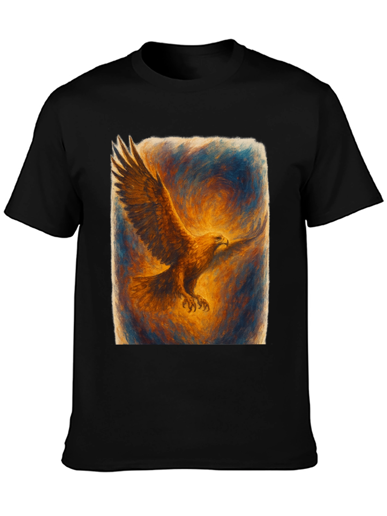Eagle Art Print Black T-Shirt