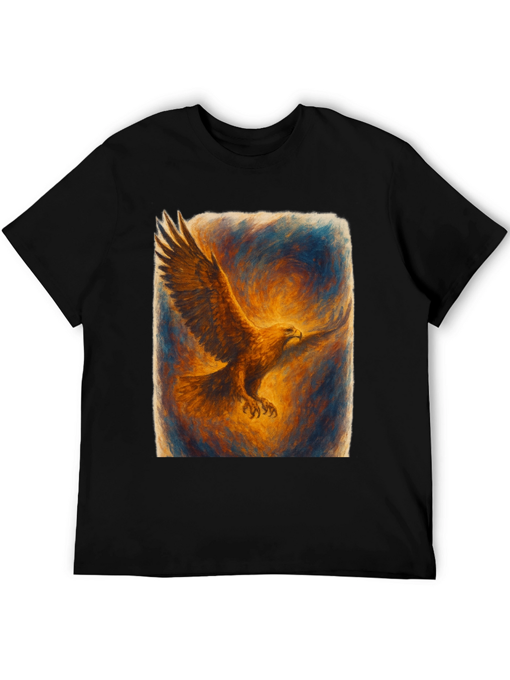 Eagle Art Print Black T-Shirt