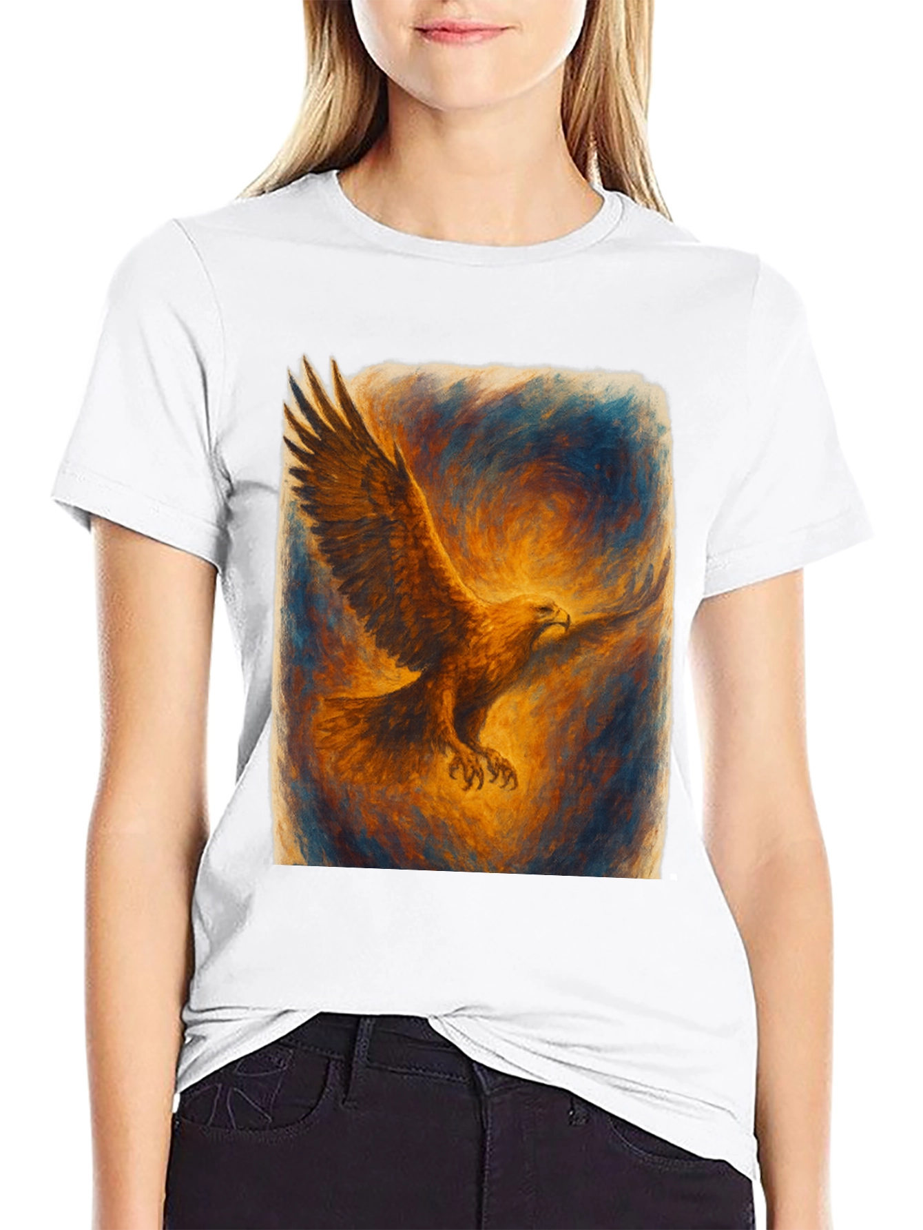 Eagle Art Print Black T-Shirt
