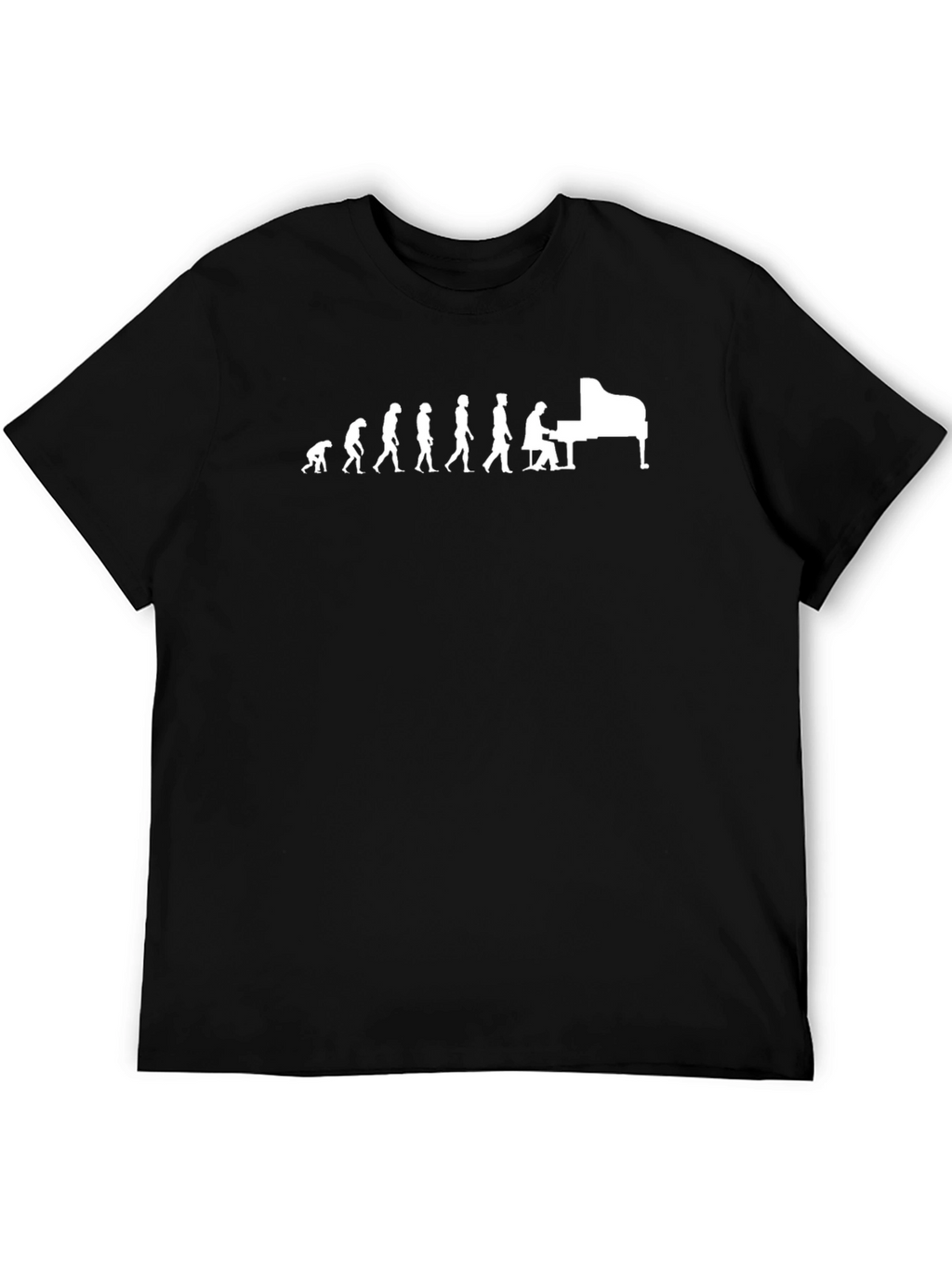 Evolution of Piano Player Black Graphic Tee