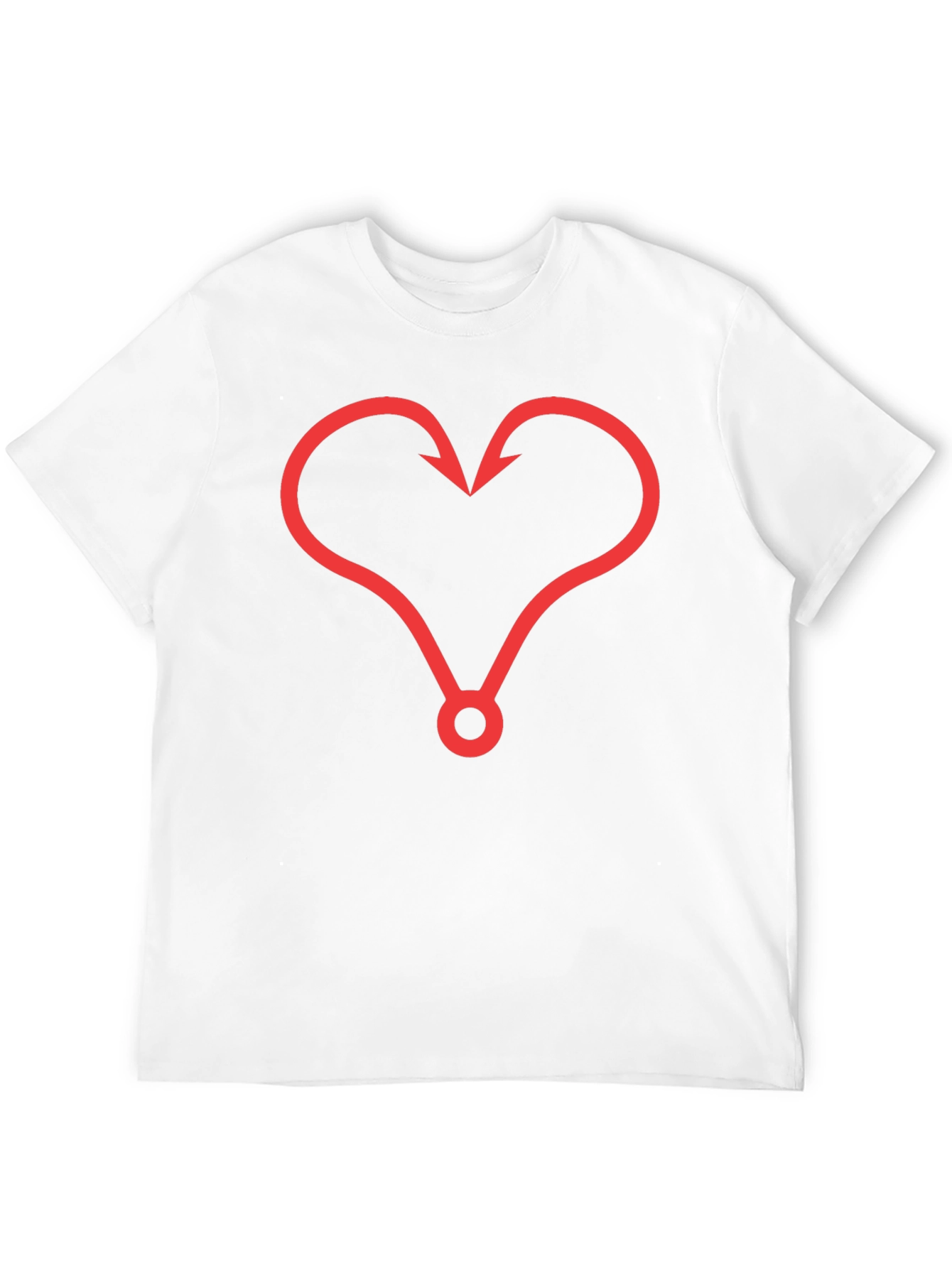 Fishing Hook Heart Graphic Tee - Black