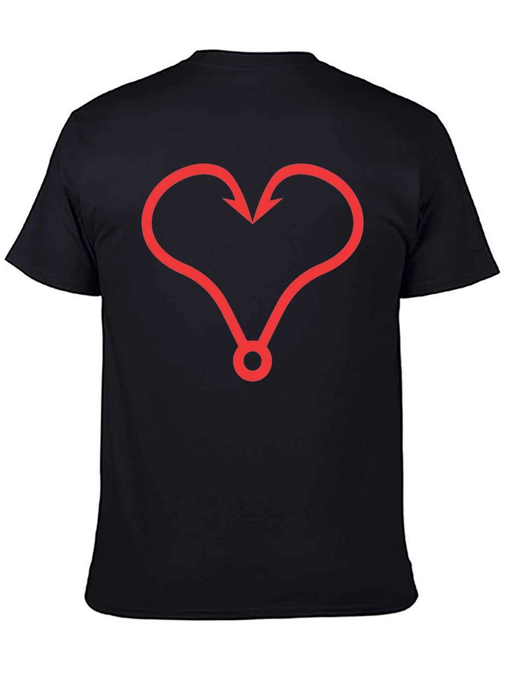 Fishing Hook Heart Graphic Tee - Black