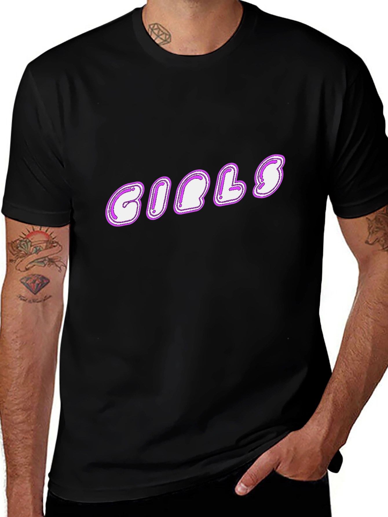 Girls Graphic Black T-Shirt - Casual Style