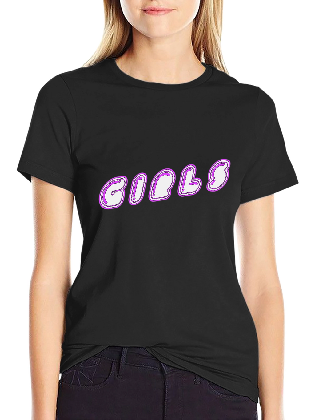 Girls Graphic Black T-Shirt - Casual Style