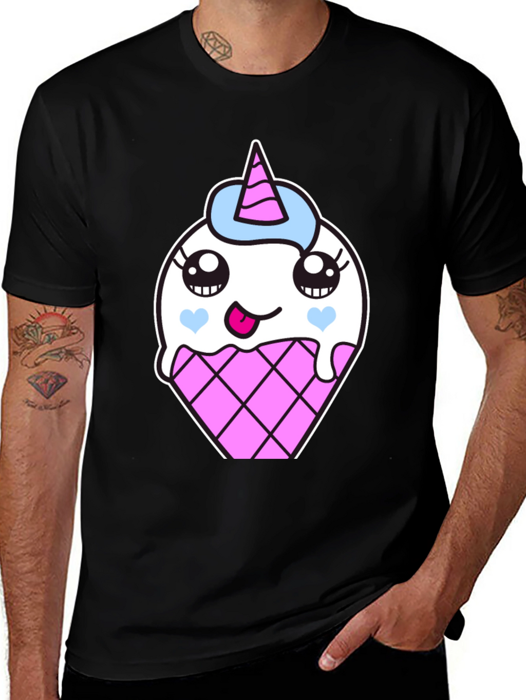 Unicorn Ice Cream Cone Graphic T-Shirt