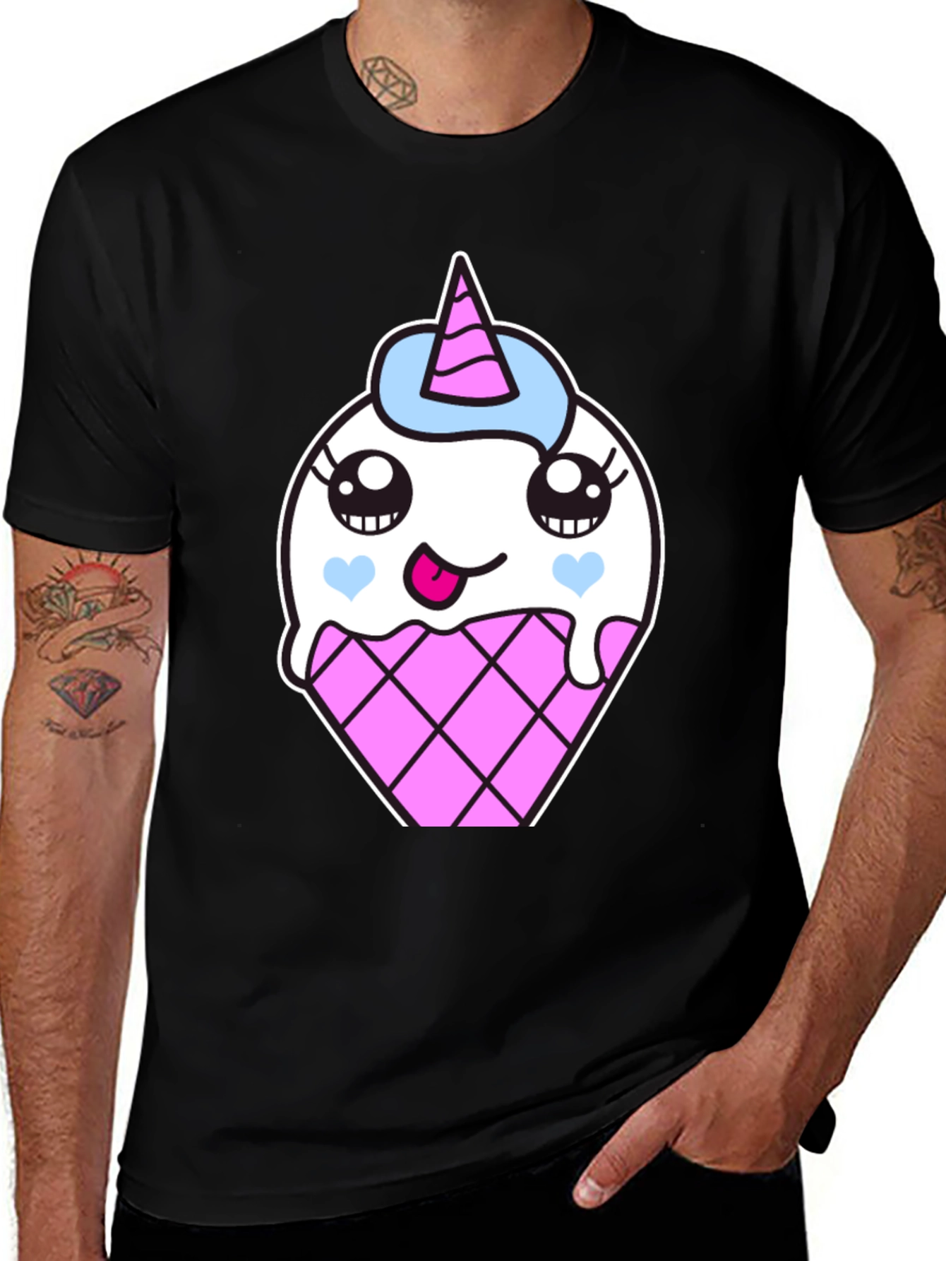 Unicorn Ice Cream Cone Graphic T-Shirt
