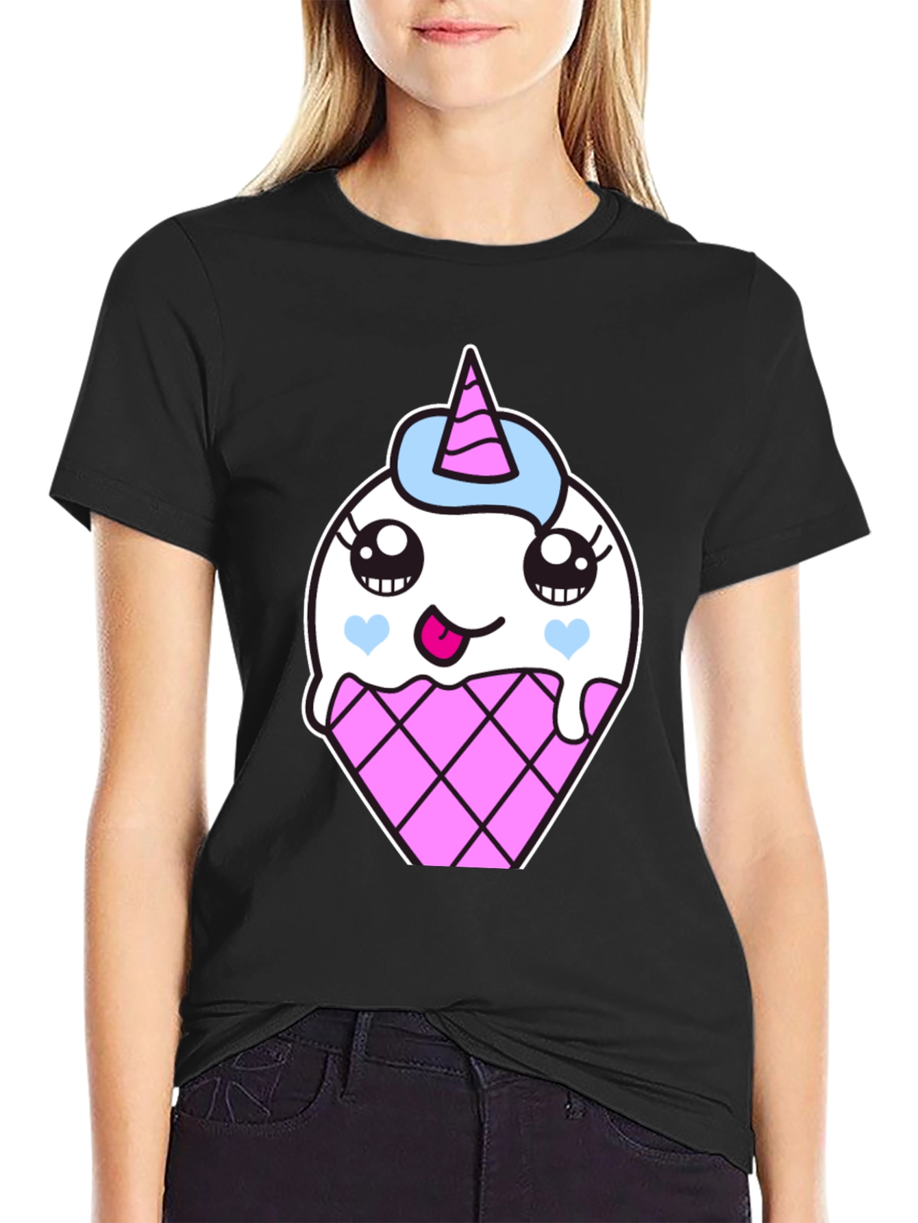 Unicorn Ice Cream Cone Graphic T-Shirt